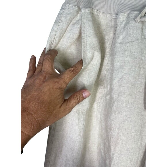 Saks Fifth Avenue Blue XL ivory Linen Pants Womens‎ Pull-On Wide Leg Drawstring - Picture 5 of 13